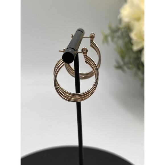 Sterling Silver 924 Layered Twisted Hoop Earrings 1”, 5 grams - Picture 3 of 6